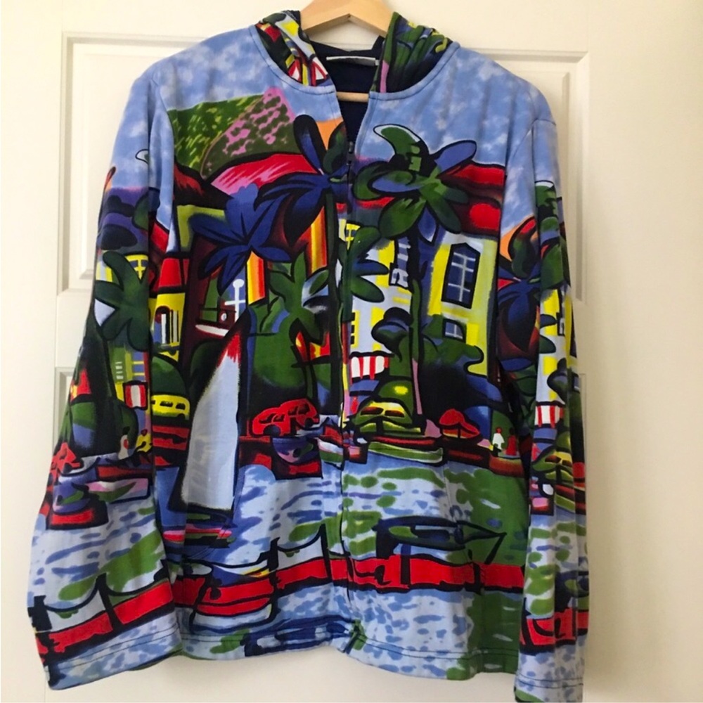 Michael Leu Watercolor Hooded Jacket Size XL - Picture 5 of 9